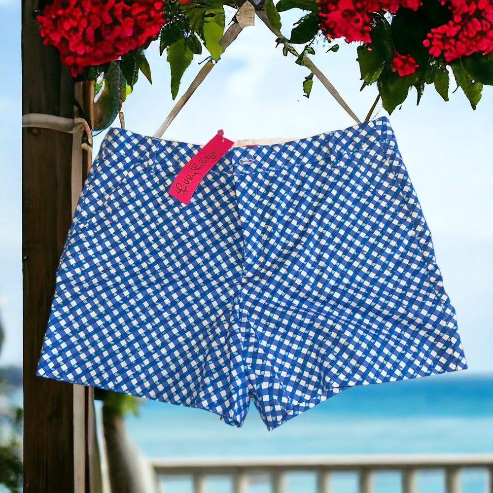 Lilly Pulitzer Boca blue Gretchen High Rise Short double check 14